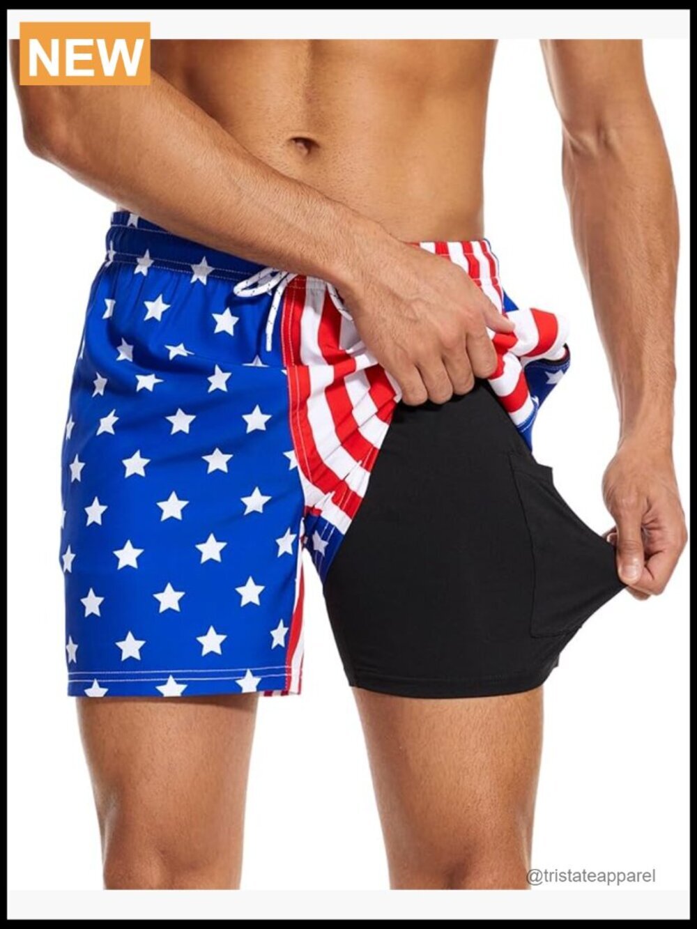 Mens Swim Trunks 5.5 inch Compression Liner Zipper Pockets Quick Dry Board